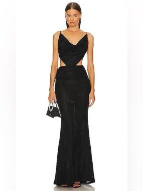 princess polly baby blue dress Michael Costello x Revolve Lace Pattern Long Dress w/ Tags - Brown Dresses,  Clothing - WMICR23175 main image 1